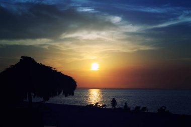 Varadero, Küba Los Delfines Hotel sahilde güzel gün batımı