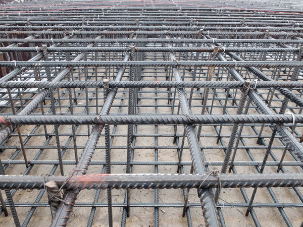 Steel grid of residential building footing reinforcement