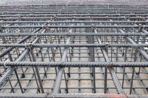 Steel grid of residential building footing reinforcement