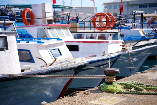 Mooring Bollard Moored Boats Marina — Stock Photo, Image