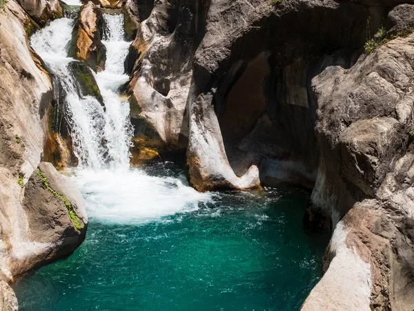 Kaskade Von Wasserfällen Und Natürlichem Pool Sapadere Canyon Alanya Antalya — Stockfoto