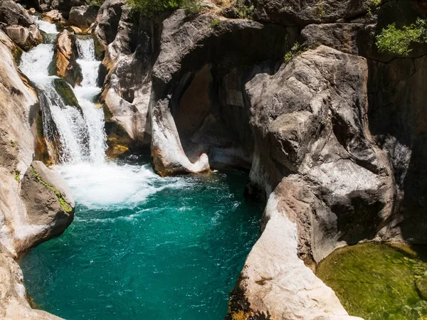 Kaskada Wodospadów Naturalny Basen Kanionie Sapadere Alanya Antalya Turcja — Zdjęcie stockowe