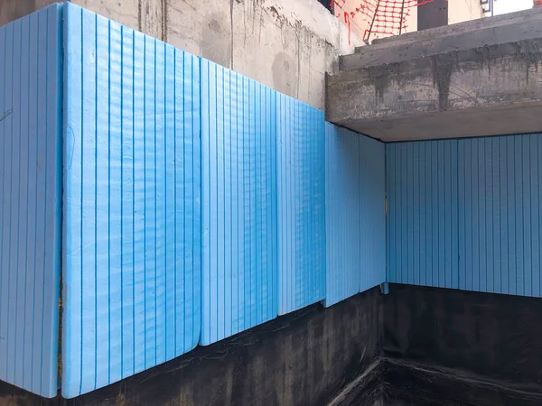 Hydroizolacja Izolacja Termiczna Ścian Budynków Betonowych — Zdjęcie stockowe