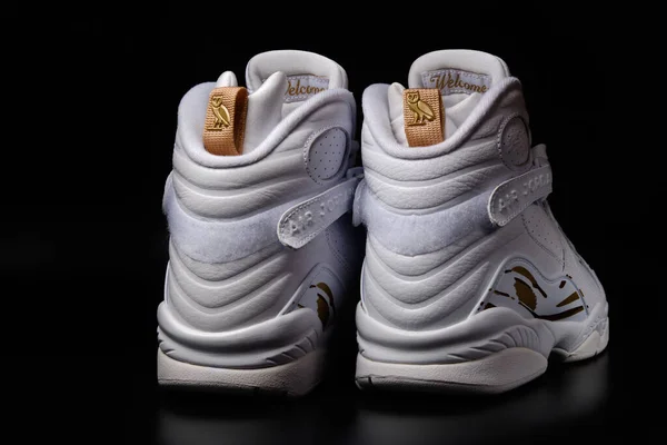 Nike Air Jordan Retro Ovo Drake White Color Way Sneakers — 图库照片