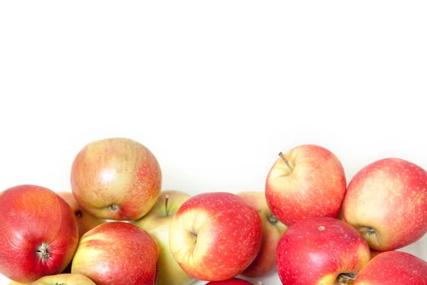 Still Life Apples Group Beautiful Ripe Apples Lying White Background — Stock Photo, Image