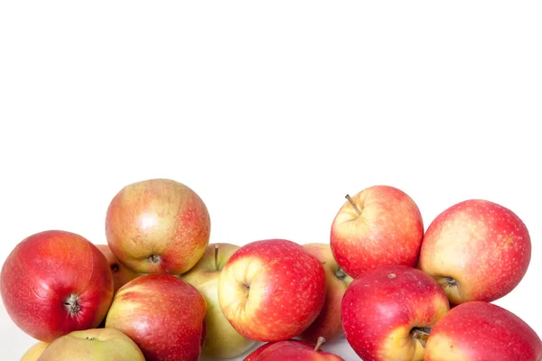 Still Life Apples Group Beautiful Ripe Apples Lying White Background — Stock Photo, Image