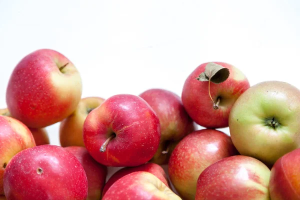 Still Life Apples Group Beautiful Ripe Apples Lying White Background — Stock Photo, Image