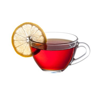 Cam bardak çay beyaz zemin üzerine