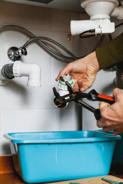 Sıhhi tesisat el mutfak Hidrolik Panjur sistemi boru anahtar yakın çekim ile sökülmesi