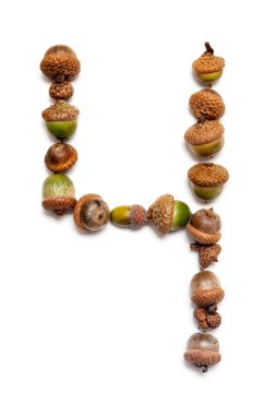 Sonbahar rakamları. 4. basamak meşe palamudu yla döşenir