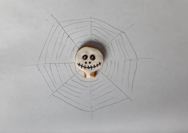 Halloween y telaraña sobre fondo blanco — Foto de Stock