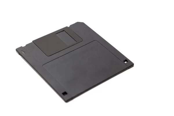 Plastová Disketa Pro Počítač Leží Bílém Pozadí Close — Stock fotografie