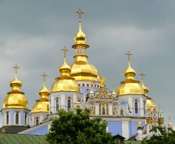 St. Michael's Golden-Domed Monastery located in Kyiv, Ukraine, Europe. Ukrainian Orthodox Church located in the centre of the city