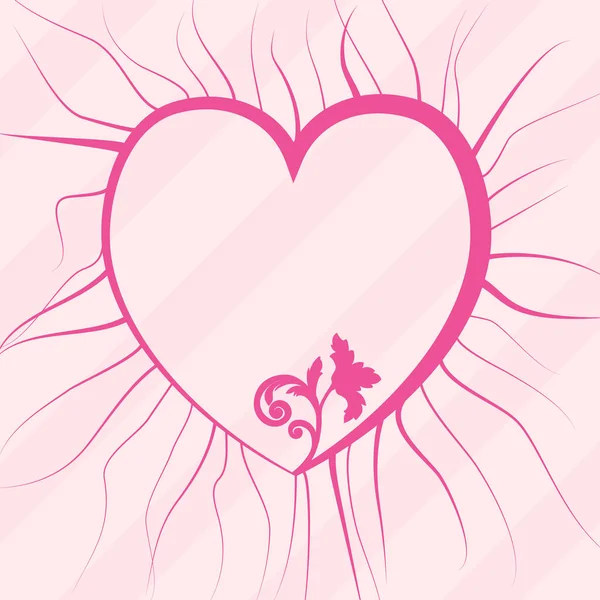 Corazón Orgánico Con Raíces Elemento Floral Sobre Fondo Rosa — Vector de stock