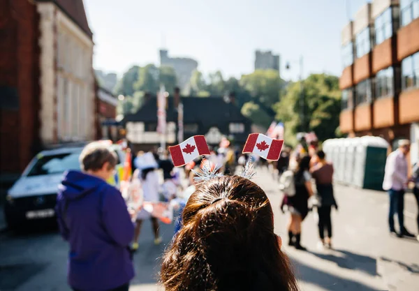 stock image Canada hat flags on Royal Wedding 