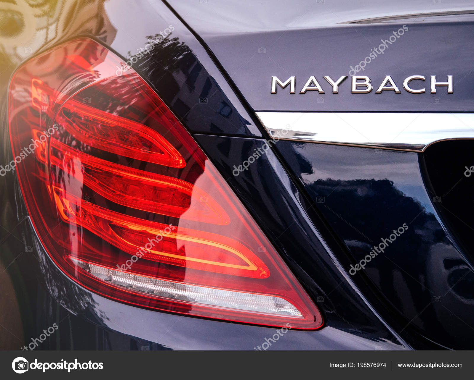 Rear view of luxury Maybach car on street Stock Editorial Photo