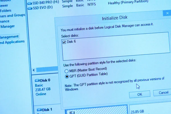 Ew HDD format de disque dur initialiser l'écran d'affichage du disque — Photo