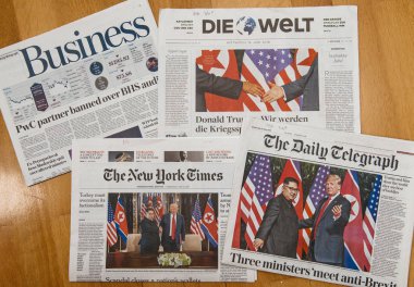Uluslararası basın Trump-Kim zirve toplantısı hakkında 