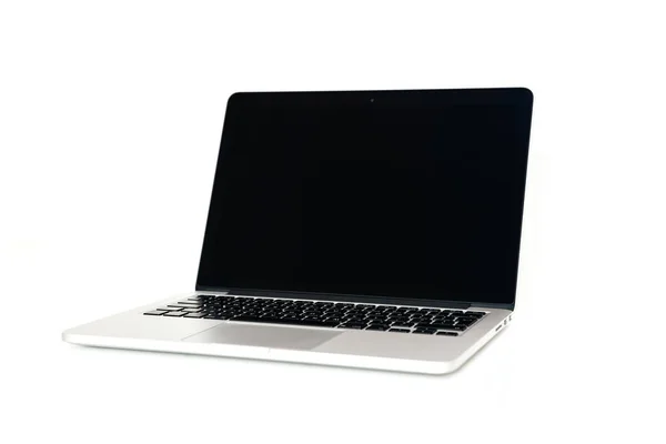 Silver computer on white table — Stock Photo, Image