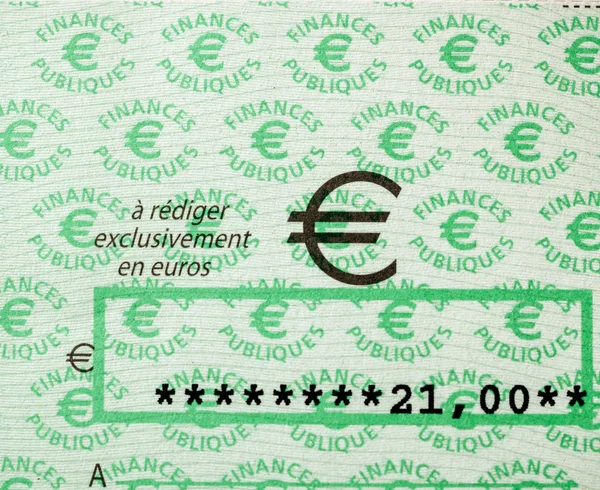 Parigi Francia Gennaio 2015 Immagine Quadrata Dell Assegno Francese Euro — Foto Stock