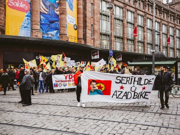 Strasbourg Franciaország Január 2018 Nemzetközi Kezdeményezés Szabadságának Abdullah Öcalan Kurdisztán — Stock Fotó