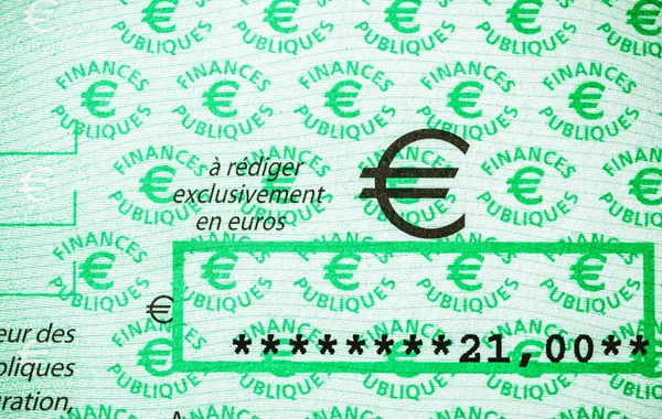 Paris France Jan 2015 Euros French Cheque Issued Direction Generale — Stock Photo, Image