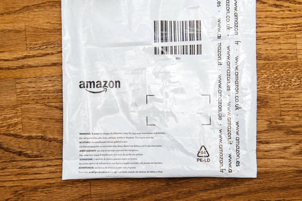 Paris France Jul 2018 Amazon Prime Cardboard Parcel Tape Prime — Stock Photo, Image