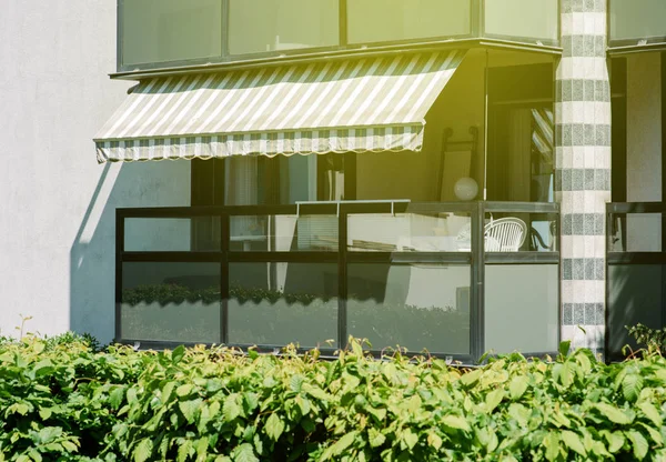Alcony with awning opened — Stock Photo, Image