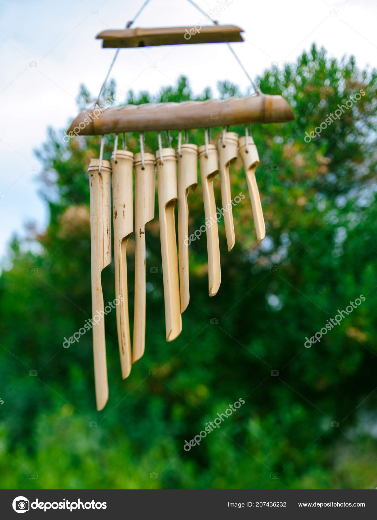 Japanese Bamboo Garden Wind Chimes Wooden Bells Handed Tree