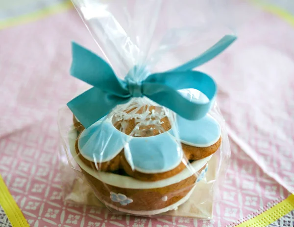 Baptism Christening Sweets Gift Guests Delicate Napkin Open Lid Made — Stock Photo, Image