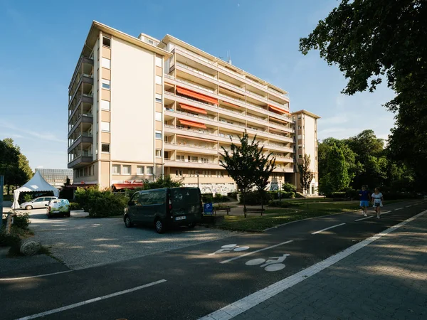 Strasburg Francja Lipca 2018 Szeroki Kąt Widzenia Multi Apartament Wysoki — Zdjęcie stockowe