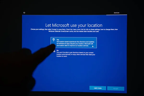 Λονδίνο Ηνωμένο Βασίλειο Ιουλίου 2018 Microsoft Windows Χρησιμοποιούν Επιλογή Θέσης — Φωτογραφία Αρχείου