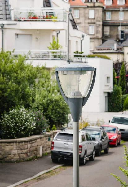 Straßenlaterne Erhöhte Ansicht Von Oben Französischer Stadt Ruhiger Nachbarschaft — Stockfoto