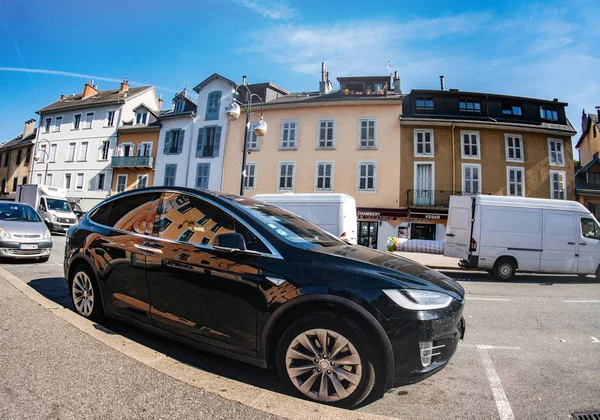 Шамбері Франція Circa 2018 Вид Спереду Розкіш Тесла Модель Електричний — стокове фото