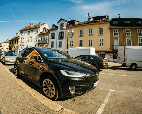 Chambery Fransa 2018 Yaklaşık Lüks Tesla Model Elektrikli Otomobil Görünümünü — Stok fotoğraf