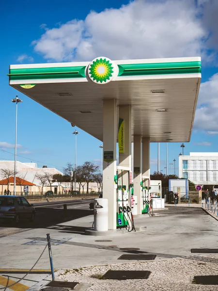 Lisbon Portugal Feb 2018 View Modern British Petroleum Gas Station — Stock Photo, Image