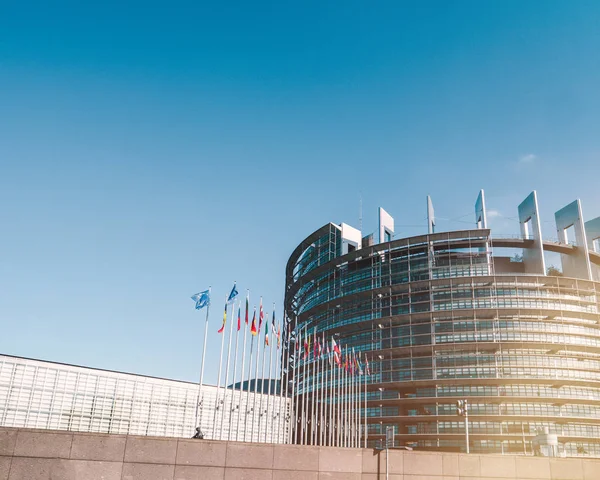 Štrasburk Francie Září 2017 Exteriér Střílel Moderní Budovy Evropského Parlamentu — Stock fotografie