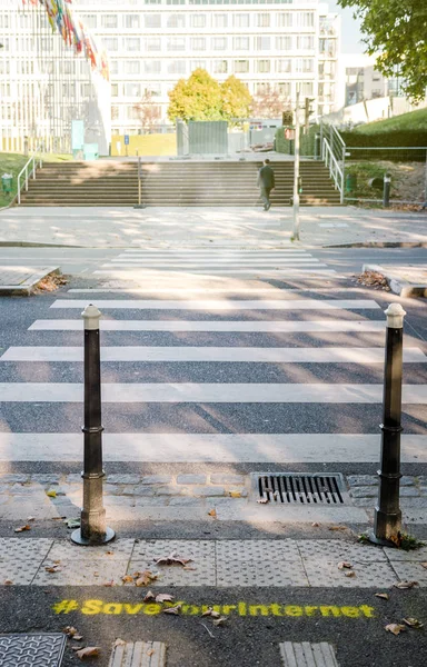 Štrasburk Francie Sep 2018 Protest Street Graffiti Hlasuje Přijmout Kontroverzní — Stock fotografie