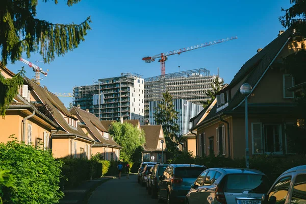 Straßburg Frankreich September 2018 Hochhausbau Mit Baukran Aus Der Ruhigen — Stockfoto