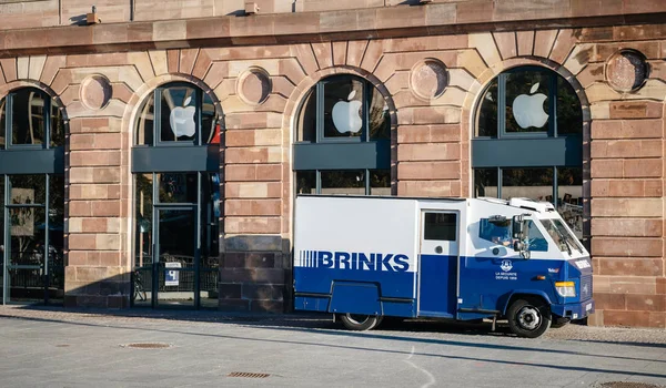 Strasbourg Frankrike Sep 2018 Morgon Gatan Stad Scen Med Brinks — Stockfoto