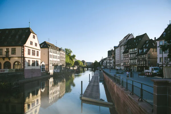 Στρασβούργο Γαλλία Sep 2018 Άρρωστος Ποταμού Προβολή Προοπτικής Φήμης Προβλήτες — Φωτογραφία Αρχείου
