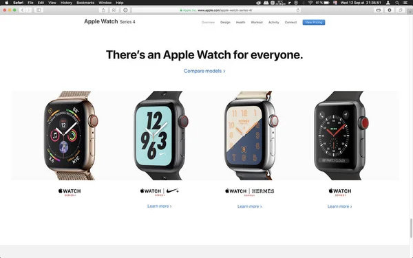 アップル社のコンピューター製品を起動後ディスプレイ Macbook に見られるロンドン イギリス 2018 Apple Watch の比較するウェアラブル コンピューター — ストック写真