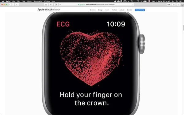 Londres Reino Unido Septiembre 2018 Ecg Corazón Sensor Cardíaco Apple —  Fotos de Stock