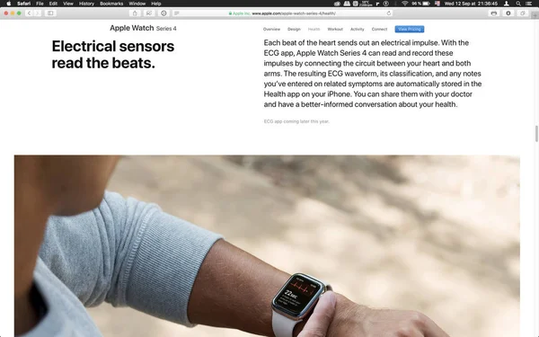 Londra Regno Unito Settembre 2018 Elettrocardiogramma Apple Watch Wearable Computer — Foto Stock