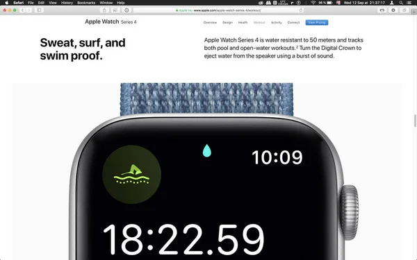 Londra Regno Unito Settembre 2018 App Swim Workout Apple Watch — Foto Stock