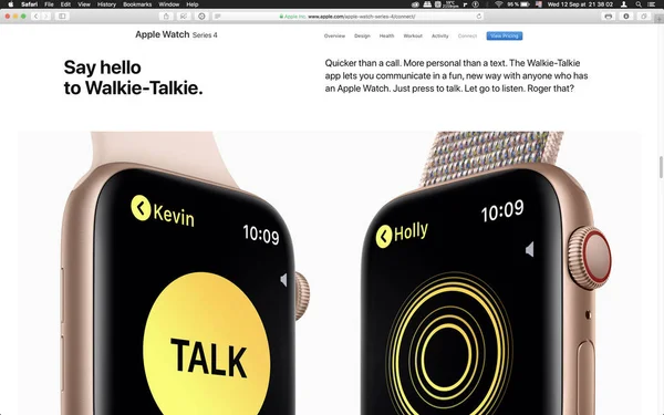 Londra Regno Unito Settembre 2018 Walkie Talkie Apple Watch Computer — Foto Stock