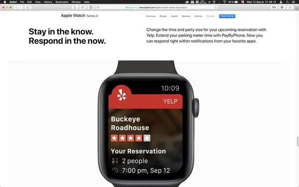 Londres Reino Unido Setembro 2018 Yelp Computador Portátil Apple Watch — Fotografia de Stock