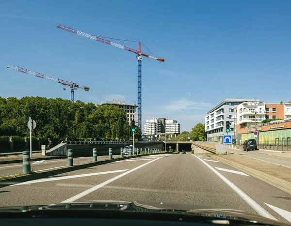 Štrasburk Francie Sep 2018 Řidič Hlediska Dojíždění Dálnici E52 Chystá — Stock fotografie