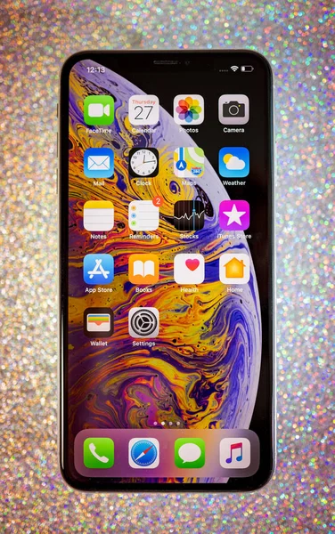 Apple iphone Xs Max Xr zlato se třpytí sparkle pozadí — Stock fotografie