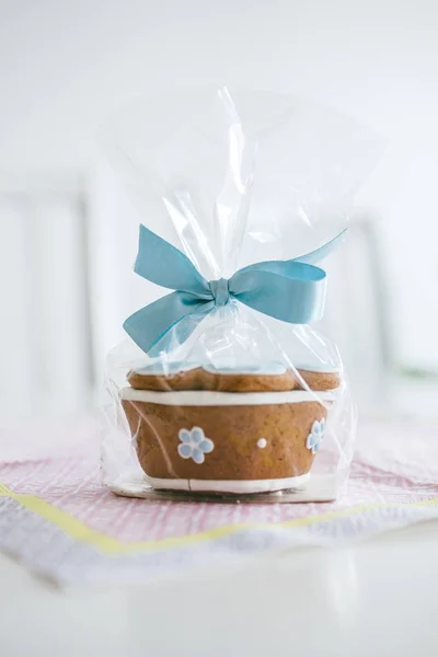 Baptism Christening Sweet Delicate Napkin Made Dough Marzipan Paste Packaged — Stock Photo, Image